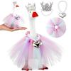 Sunnymove 7 Inch Winter Mini Desk Goose Outfits with Crystal Rhinestone Tiara Crown Necklace Tutu Dress Magnetic Goose Key Holder Princess Customs for Statue Duck Key Holder(Colorful) view 1