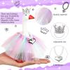 Sunnymove 7 Inch Winter Mini Desk Goose Outfits with Crystal Rhinestone Tiara Crown Necklace Tutu Dress Magnetic Goose Key Holder Princess Customs for Statue Duck Key Holder(Colorful) view 3