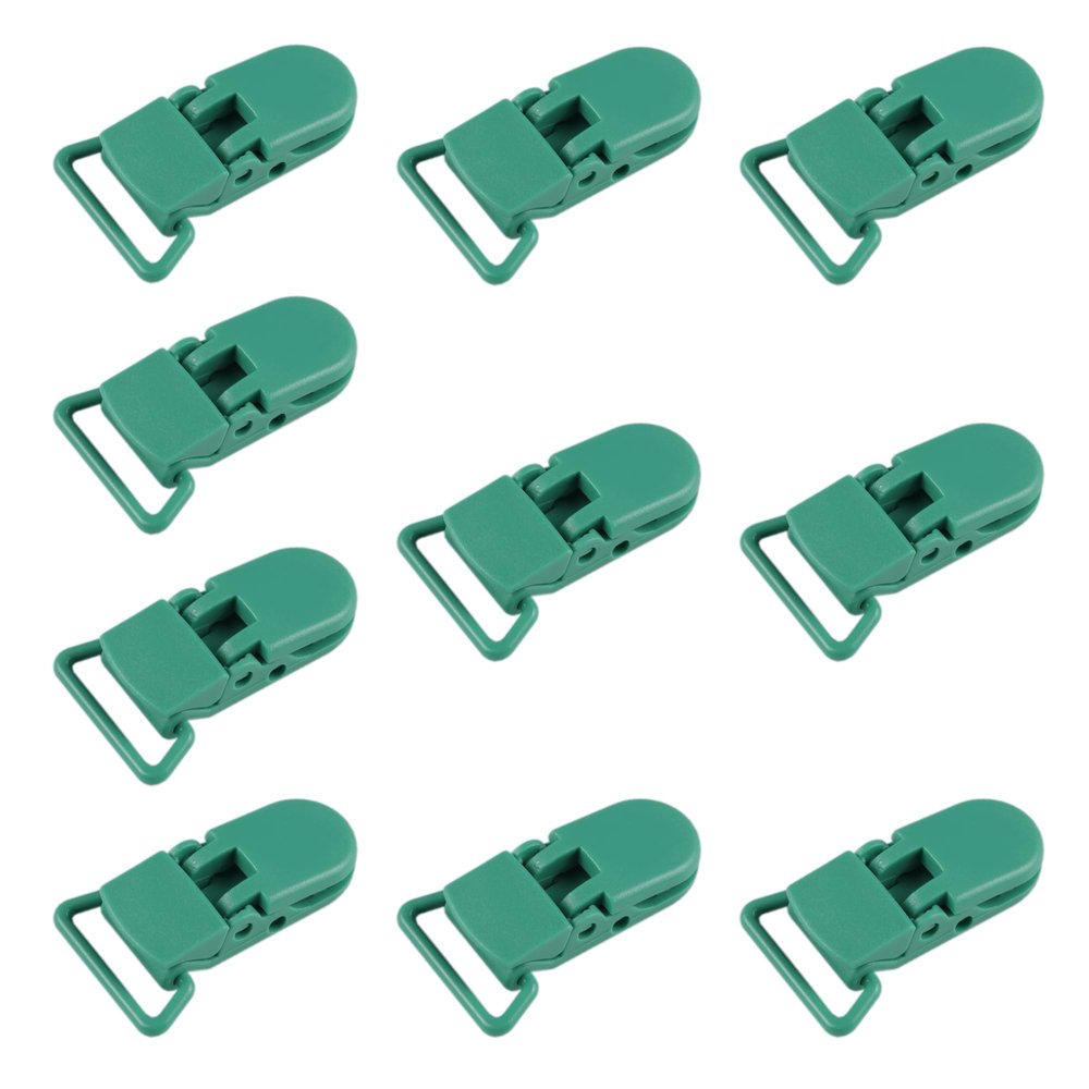 10-Pack Pacifier Clip Replacement Ends - BPA-Free Plastic Fasteners for DIY Baby Crafts, Sewing Bibs & Blankets Straps (3/4 Inch, Emerald Green)