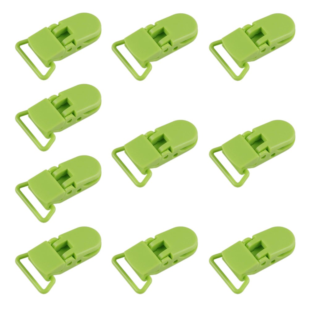 10-Pack Pacifier Clip Replacement Ends - BPA-Free Plastic Fasteners for DIY Baby Crafts, Sewing Bibs & Blankets Straps (3/4 Inch, Fruit Green)