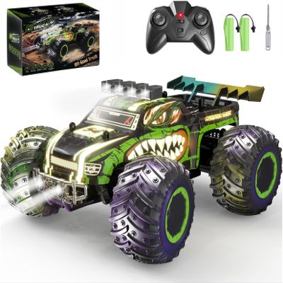 Zappido RC Cars for Boys Age 4-7 8-12, 20km/h High Speed Remote Control Monster Truck with Dino Theme, All-Terrain Off-Road Crawler with Impact-Resistant Flexible Shell, 2 Batteries,Gift Boy Toys