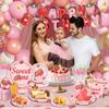 146Pcs Strawberry Plates and Napkins strawberry Party Supplies Includes Plates, Napkin, Fork, Cup, Straw, Tablecloth, Banner for Baby Shower Birthday Party Decorations, Serves 24 (Strawberry) view 2