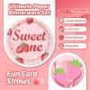 146Pcs Strawberry Plates and Napkins strawberry Party Supplies Includes Plates, Napkin, Fork, Cup, Straw, Tablecloth, Banner for Baby Shower Birthday Party Decorations, Serves 24 (Strawberry) view 3