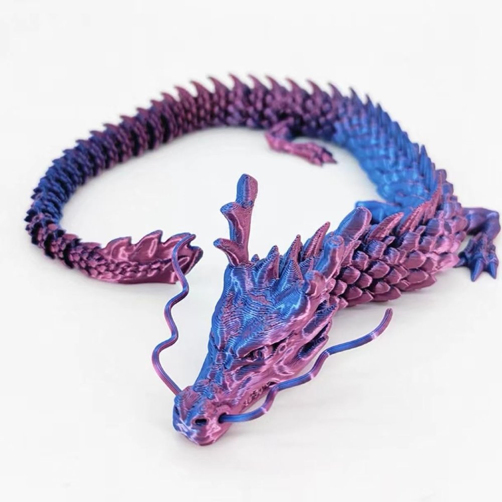 BIRAE Large 3D Printed Dragon, 35.4inch Articulated Crystal Dragon, 3D Printed Fidget Toys, Adults Fidget Toys, Home Office Decor Executive Desk Toy (Purple)