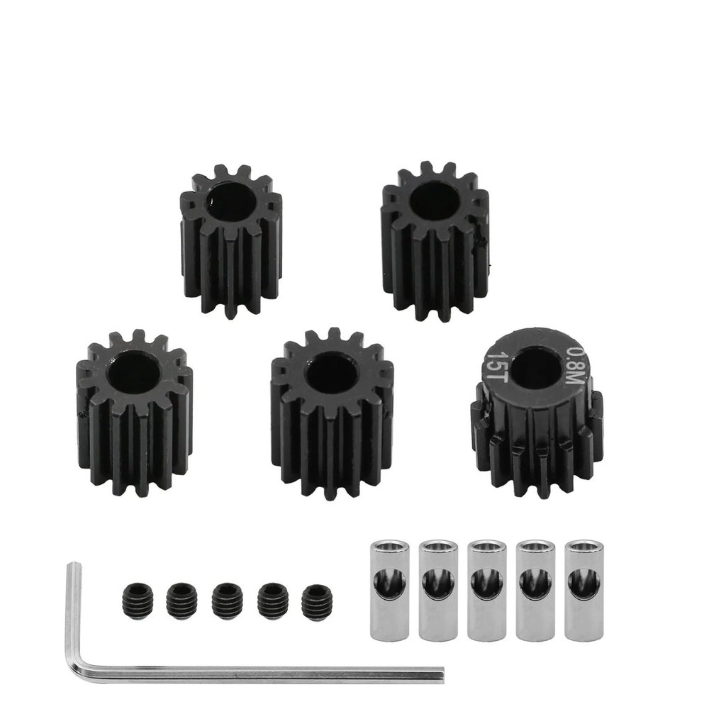 5pcs 0.8 Meters 32P 3.175 5mm 11T 13T 15T 17T 18T 20T 24T 28T 30T 35T Hardened Steel Pinion Gear Motor Gear for 1/8 1/10 RC Model Car(21T 22T 23T 24T 25T)(11T 12T 13T 14T 15T)