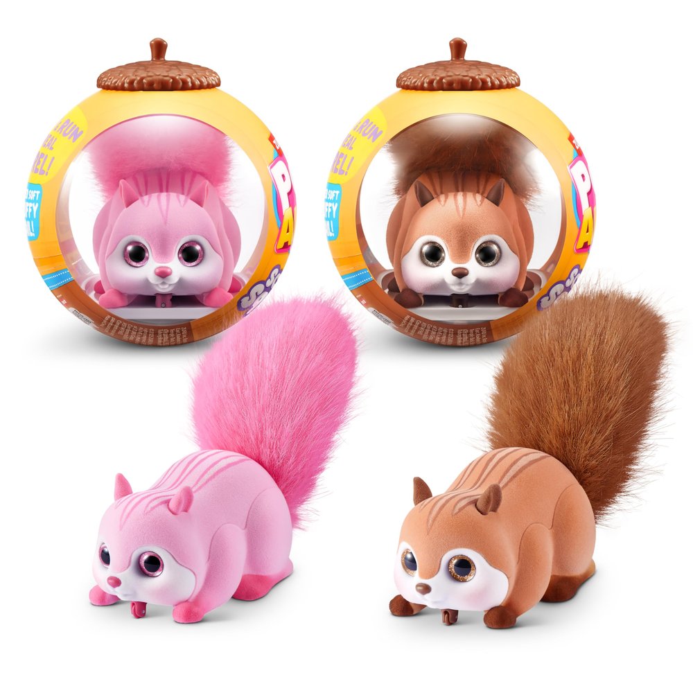 Pets Alive Scurry'n Squirrel (Pink+Brown) 2 Pack by ZURU Interactive Robotic Pet Toy, Moving Squirrel with Realistic Movements and Sounds, Ages 2+, Child Toddler