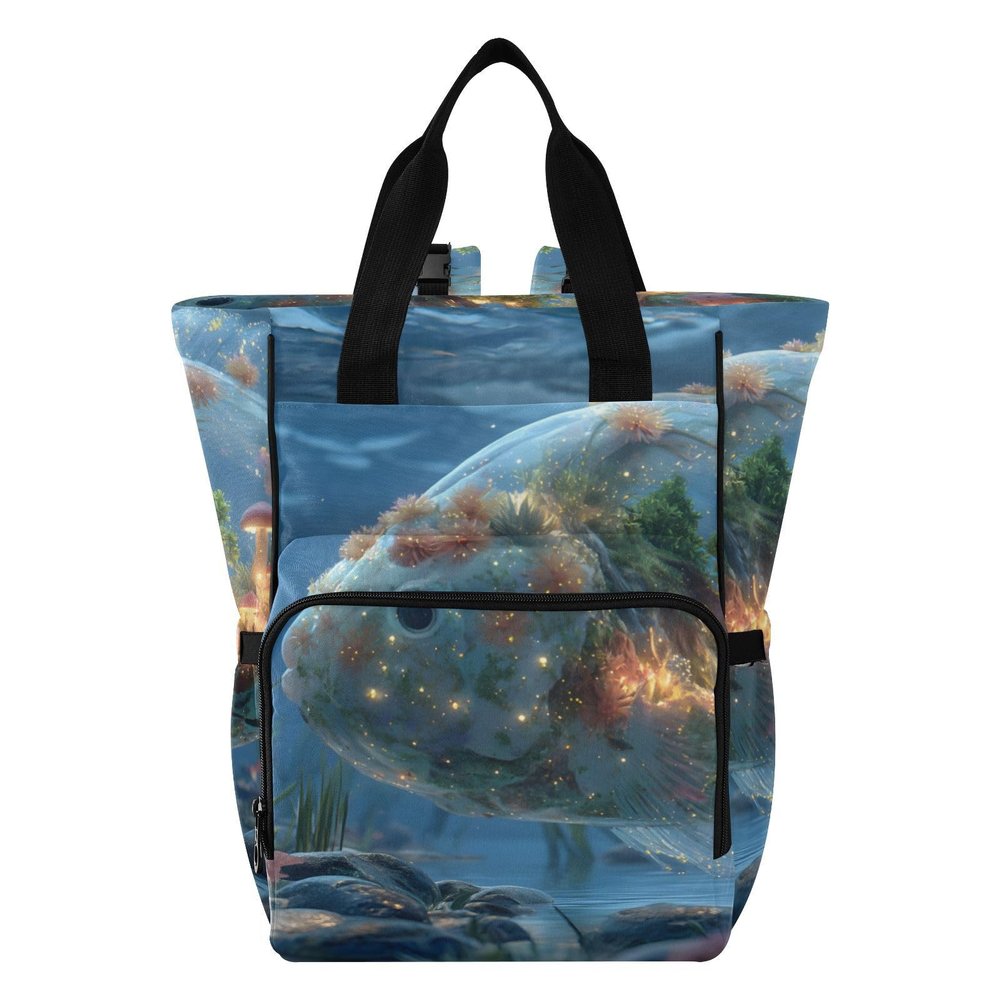 KYZSXZ Art Fish Diaper Backpack with Insulated Feeding Bottle Pocket, Mommy Nursing Bag Organizer for Travel Daycare with Stroller Straps