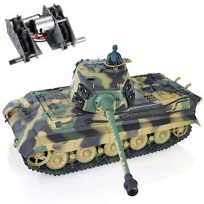 POCO DIVO German King Tiger WWII Tank, 1/16 War Panzer RTR RC Armored Vehicle, Heng Long 3888A S Edition Upgrade Steel Gears, Airsoft BB Battle Infrared IR Combat, Smoke Sound Light Recoil Model