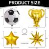 10 Pcs 4D Sphere Soccer Balloons Set with Golden Championship Trophy & Star Burst Balloon - Soccer Party Decorations for World Cup Parties, Sports Theme Birthday, Football Fans Party Decoration Supply view 2