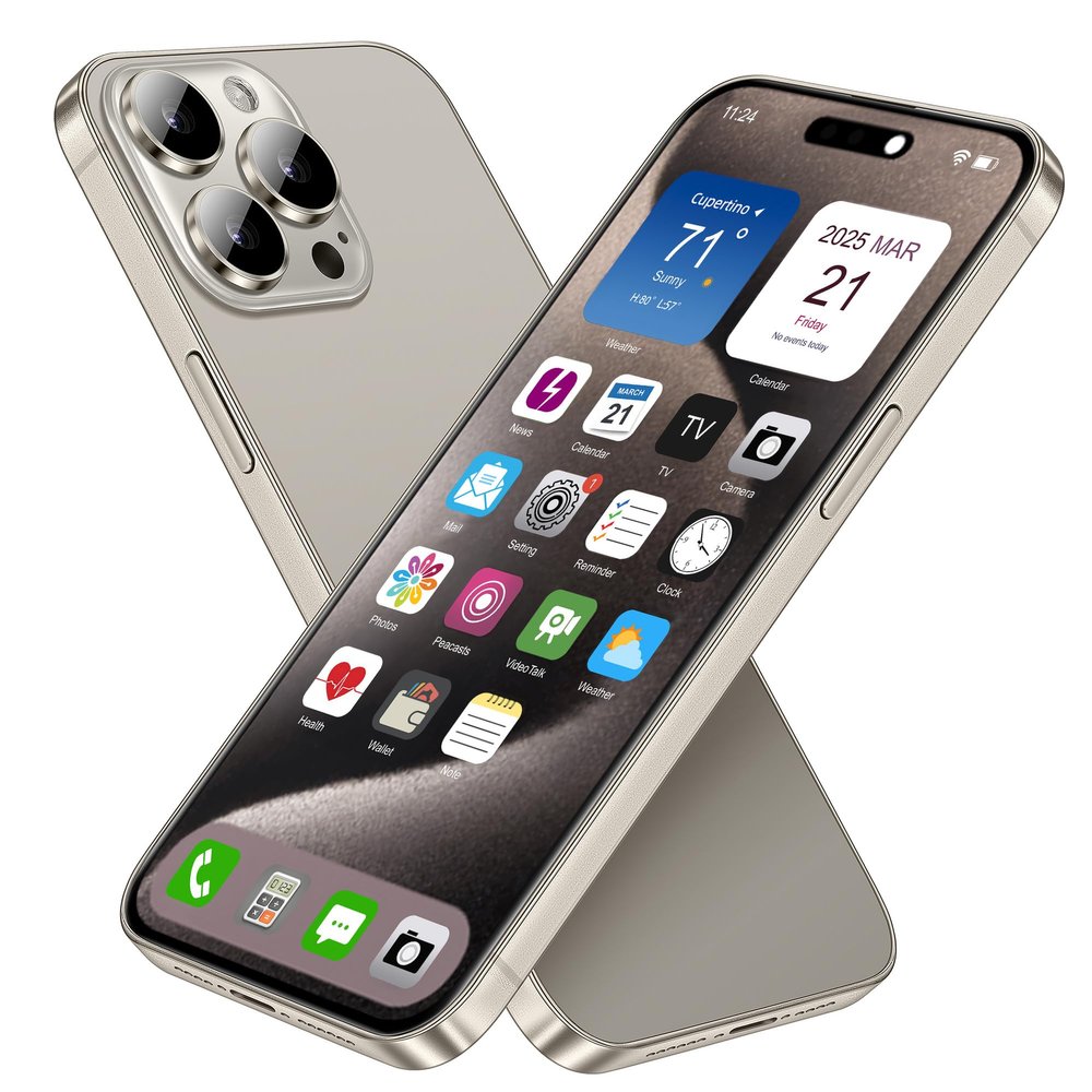 Dummy Fake Phone Model, Looks Like The Real Phone Compatible with Phone 15 Pro max, for Cell Phone Store Display or Send a Toy Phone 15 Promax for Kids (Titanium Rainbow Front)