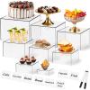 8 Pcs Clear Acrylic Boxes for Display, Acrylic Food Risers & Acrylic Cube Set (3"-8"), with 8 White Display Boards & 2 Markers, Clear Risers for Food, Decor, Party, Retail view 1
