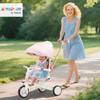AIYAPLAY Kids Trike, Foldable Toddler Tricycle 5 in 1 with Adjustable Parent Handle & Removable Canopy, 5-point Safety Harness, Footrest, Storage Bag, for Ages 1-3 Years, Pink view 2