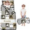 Personalized Dirt Bike Nap Mat for Boys Custom Name Toddler Sleeping Bag with Pillow & Blanket Motocross Race Sleeping Mat for Daycare, Preschool, Kindergarten, Travel view 1