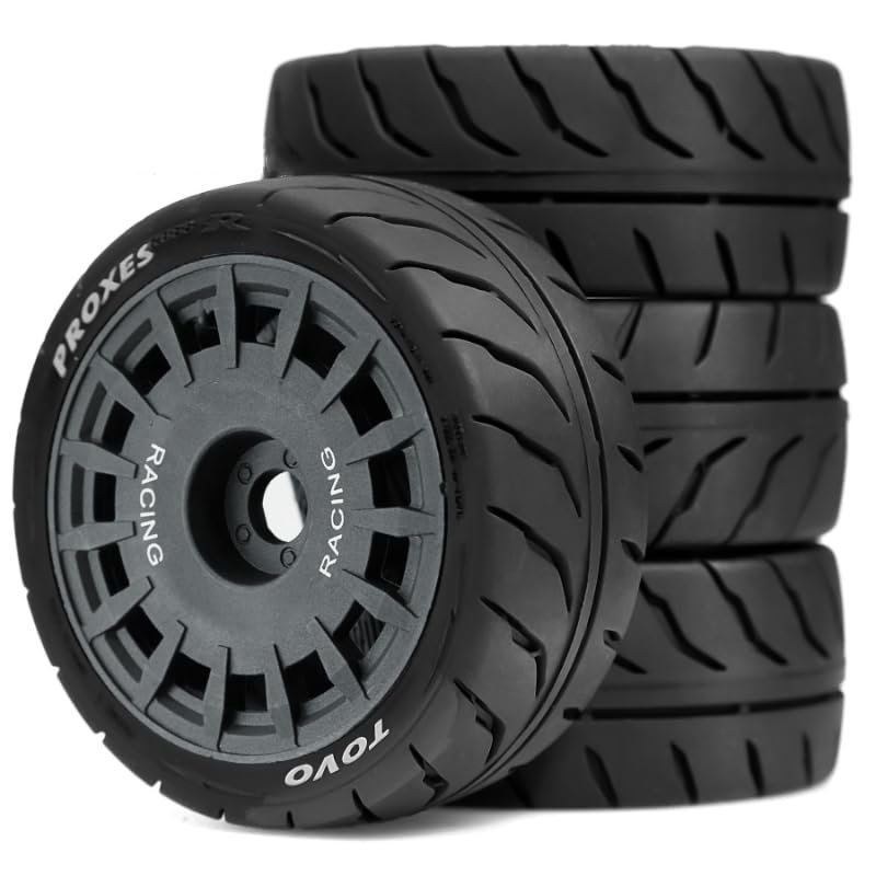 1/10 RC On Road Tyres set 12mm hex 4PCS hot melt tire suitable for 1/10 ratio RC On Road Chetian Palace TT01 TT02 XV01 TA06 PTG2 HPI KYOSHO FW06 HSP W217 /OD:68MM (grey)