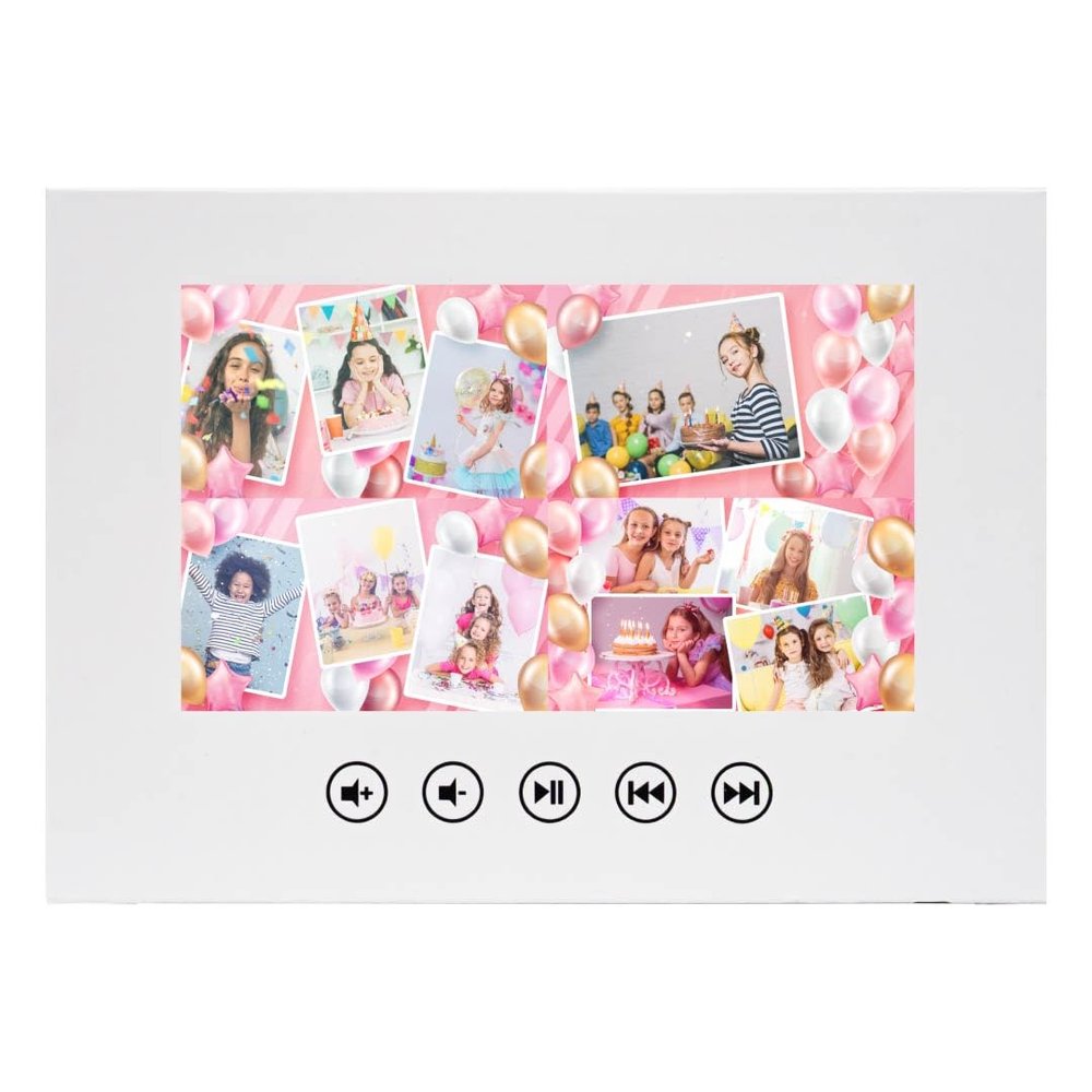 Birthday Slideshow Card for Girls Upload Photos for Personalized Video 7 LCD Display, 512MB Memory, USB Charger Emotional and Fun Gift