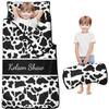 Personalized Cow Stripes Toddler Nap Mat for Boys and Girls Custom Name Sleeping Bag with Pillow & Blanket Soft & Portable for Daycare, Preschool & Kindergarten view 1