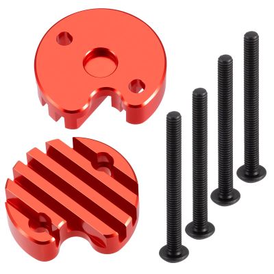 2Pcs MORFUM CNC Aluminum Alloy RC Motor Cover Plate Protector for ESC Motor Heatsink Compatible with 1/10 Tamiya Clod Buster 444 Monster RC Truck Car (Red)