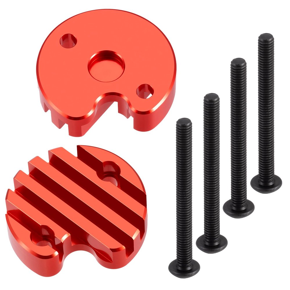 2Pcs MORFUM CNC Aluminum Alloy RC Motor Cover Plate Protector for ESC Motor Heatsink Compatible with 1/10 Tamiya Clod Buster 444 Monster RC Truck Car (Red)