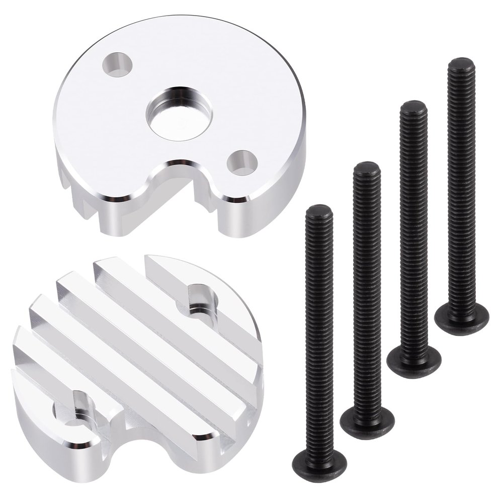 2Pcs MORFUM CNC Aluminum RC Electric Motor Cover Plate Protector for ESC Motor Heatsink Compatible with 1/10 Tamiya Clod Buster 444 Monster RC Truck Car (Silver)