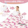 Personalized Toddler Nap Mat for Girls Custom Name Pink Bow Sleeping Bag with Pillow & Blanket Soft & Portable for Daycare, Preschool & Kindergarten view 2