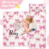 Personalized Toddler Nap Mat for Girls Custom Name Pink Bow Sleeping Bag with Pillow & Blanket Soft & Portable for Daycare, Preschool & Kindergarten view 3