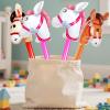 9 pack 40 Inch Inflatable Horse Sticks for Kid Horsehead Stick Balloon Blow Up Pony Stick for Children Birthday Cowboy Horse Party (Red) view 4