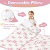 Personalized Toddler Nap Mat for Girls Custom Name Pink Bow Sleeping Bag with Pillow & Blanket Soft & Portable for Daycare, Preschool & Kindergarten view 2