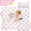 Personalized Toddler Nap Mat for Girls Custom Name Pink Bow Sleeping Bag with Pillow & Blanket Soft & Portable for Daycare, Preschool & Kindergarten view 3
