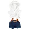 niannyyhouse Doll Clothes Set with Hoodies and Denim Overalls, 15-17cm Plush Doll Dress Up Accessories (White) view 1