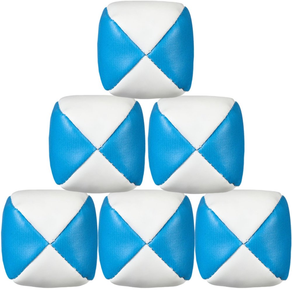Patelai 6 Packs Juggling Balls Set for Beginners, Quality Mini Durable Juggle Ball Kit, Soft and Easy for Beginners Juggle (White Blue)