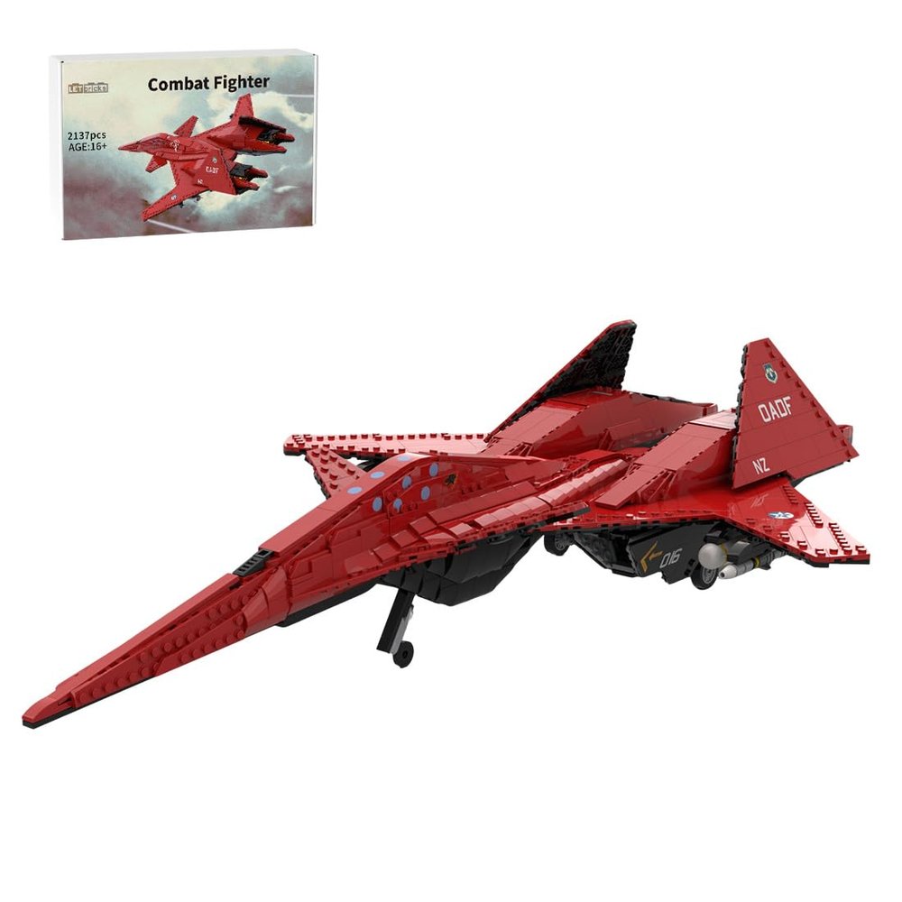 XMBRICDIYY Aircraft Military Building Blocks Set with Sticker, 1/35 ADF-01 Combat Fighter MOC Model, Fighter Jet with Visual Cockpit, Creative Gift for Military Fans, 2137PCS