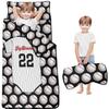 Personalized Baseball Toddler Nap Mat for Boys Custom Name Sleeping Bag with Pillow & Blanket Soft & Portable for Daycare, Preschool & Kindergarten view 1