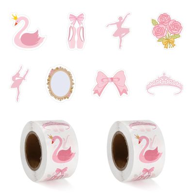 1000pcs Pink Ballet Dance Stickers for Girls, Dancing Movements Ballerina Decals for Laptop Bottle Luggage Birthday Party Decor Dancer Gifts