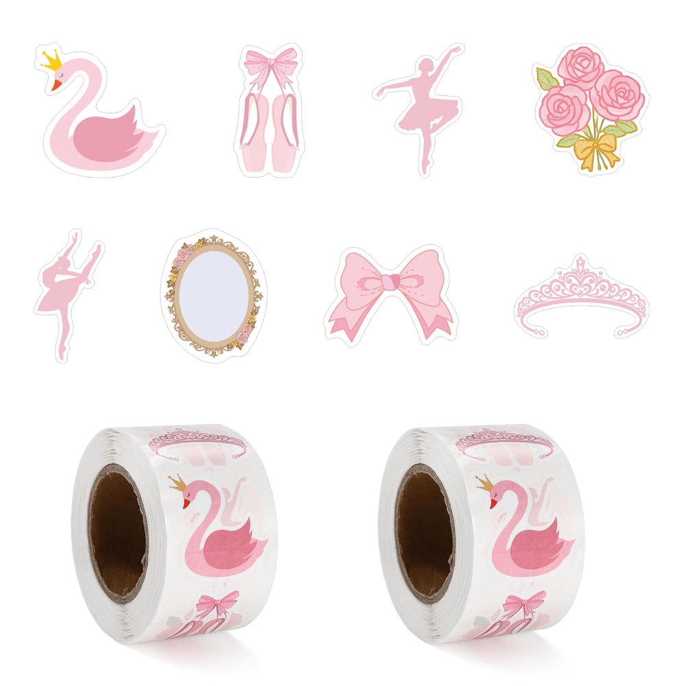 1000pcs Pink Ballet Dance Stickers for Girls, Dancing Movements Ballerina Decals for Laptop Bottle Luggage Birthday Party Decor Dancer Gifts