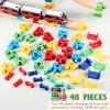 Soulchen 48 Pcs Wooden Train Track Accessories with 3 Distinct Pieces Wooden Track Connector Pieces Compatible with Block and Most Railroad Set Train Expansion Pack for Adult Christmas Birthday Gift view 3