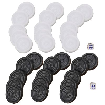 Fydun 22mm Plastic Black and White Backgammon Checkers Chips Set and Family Game Ornaments