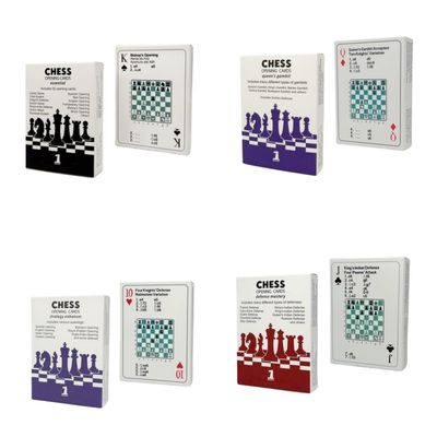 4 Pack Mix - Chess Opening Strategy Cards: 4x52 Playing Cards with Classic Tactics for Training and Coaching, Fun and Educational, for Students, Beginners and Coaches