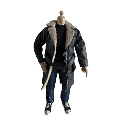1/12 Action Figure Clothes,Long Leather Coat for 6 inch Male Action Figures,1:12 sacle Miniature Leather Jacket-Only Jacket (Black)