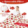 Personalized Strawberry Toddler Nap Mat for Girls Custom Name Sleeping Bag with Pillow & Blanket Soft & Portable Kids Sleep Mat for Daycare, Preschool, Kindergarten, Travel, Sleepovers view 2