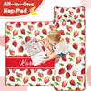Personalized Strawberry Toddler Nap Mat for Girls Custom Name Sleeping Bag with Pillow & Blanket Soft & Portable Kids Sleep Mat for Daycare, Preschool, Kindergarten, Travel, Sleepovers view 3