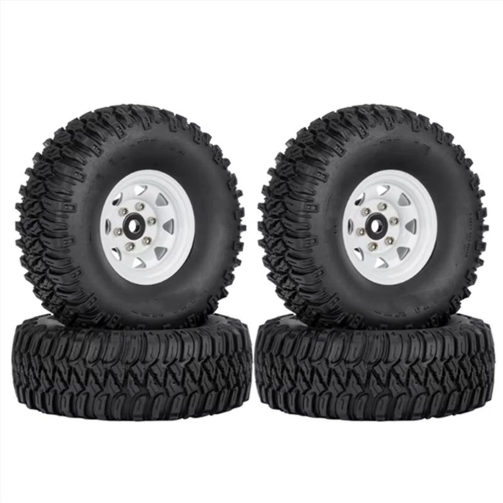 Compatible with Axial for Yeti Jr D90 TF2 for Tamiya CC01 LC70 for MST 1/10 RC Crawler Car 4PCS 1.55 Metal Beadlock Wheel Rims Tires Set RC Car Tires Tyre Rims