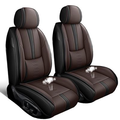 SOUIPA Car Seat Covers 2 Seats Fit for Chevrolet Aveo 2004-2011,Waterproof Leather Seat Covers,Airbag Compatible,Car Seat Protectors Interior Sets(Front Set,Black&Brown)