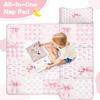 Personalized Toddler Nap Mat for Girls Custom Name Pink Bow Sleeping Bag with Pillow & Blanket Soft & Portable for Daycare, Preschool & Kindergarten view 3