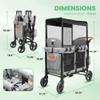 Touheart Wagon Stroller for 2 Kids - Double Seater Push Stroller with Canopy | Collapsible Foldable Wagon for Kids Toddlers & Infants with Removable Seat Pads view 2