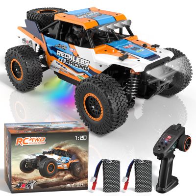 Axirata Remote Control Car, High Speed 40+KM/H All Terrain Fast RC Car Toys, 1:20 Monster RC Truck 4WD 2.4GHz Waterproof Off-Road with Headlight and 2 Rechargeable Batteries Gift for Adults Kids Boys