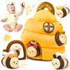 Baby Toys 6-12 Months - Beehive Infant Toy with 5 Sensory Bees Stuffed Animals, Crinkle, Rattle, Mirror & Music, Montessori Toys for 6 7 8 9 10 11 12 Month Old Baby Boys Girls Birthday Christmas Gift view 1