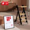 COSYLAND Foldable Standing Tower IF Design Awarded Toddler Kitchen Step Stool with Safety Net & Large Side Support Legs Height Adjustable Toddler Learning Helper Stool (Black & Natural)-Foldi view 3