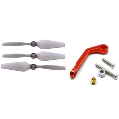 1Pcs Rc Car Spare Parts Metal Servo Pull Rod,Red & 3Pcs Rc Airplane Propellers for Wltoys Xk X450 Fixed Wing Aircraft