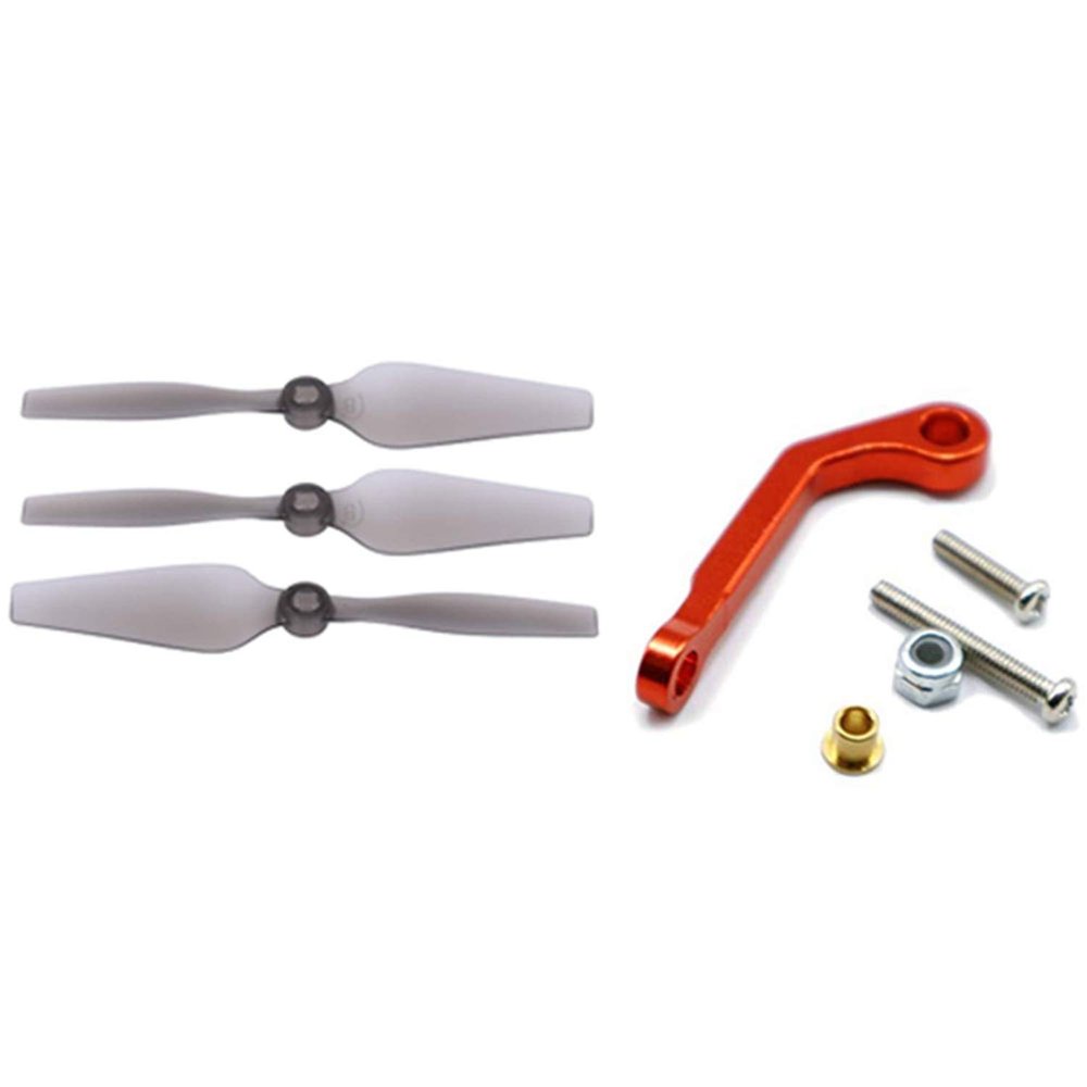 1Pcs Rc Car Spare Parts Metal Servo Pull Rod,Red & 3Pcs Rc Airplane Propellers for Wltoys Xk X450 Fixed Wing Aircraft