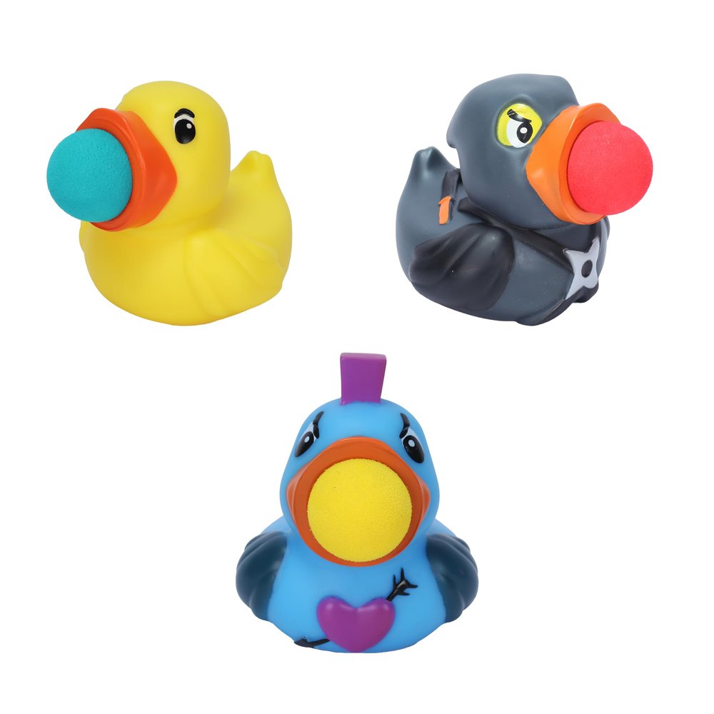 Hog Wild Duck Popper 3-Pack (Classic, Ninja, Punk) Squeeze-to-Shoot Foam Ball Blasters, Launches up to 20 ft, Includes 12 Foam Balls Fun Desk Toy & Gift for Kids & Adults